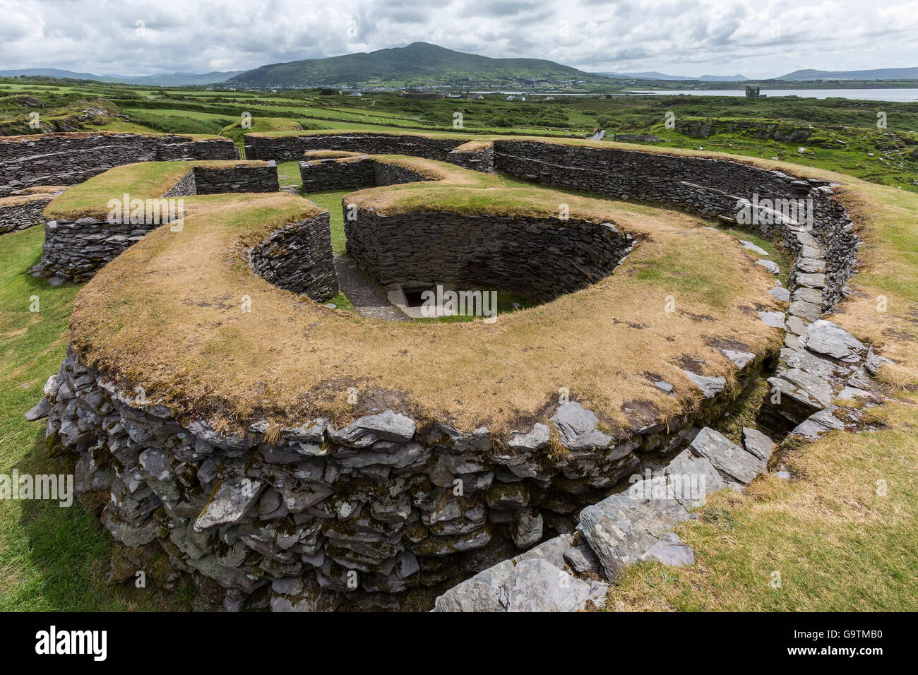 Leacanabuile Stone Fort in der Nähe von Cahirsiveen im Südwesten Irlands. Stockfoto