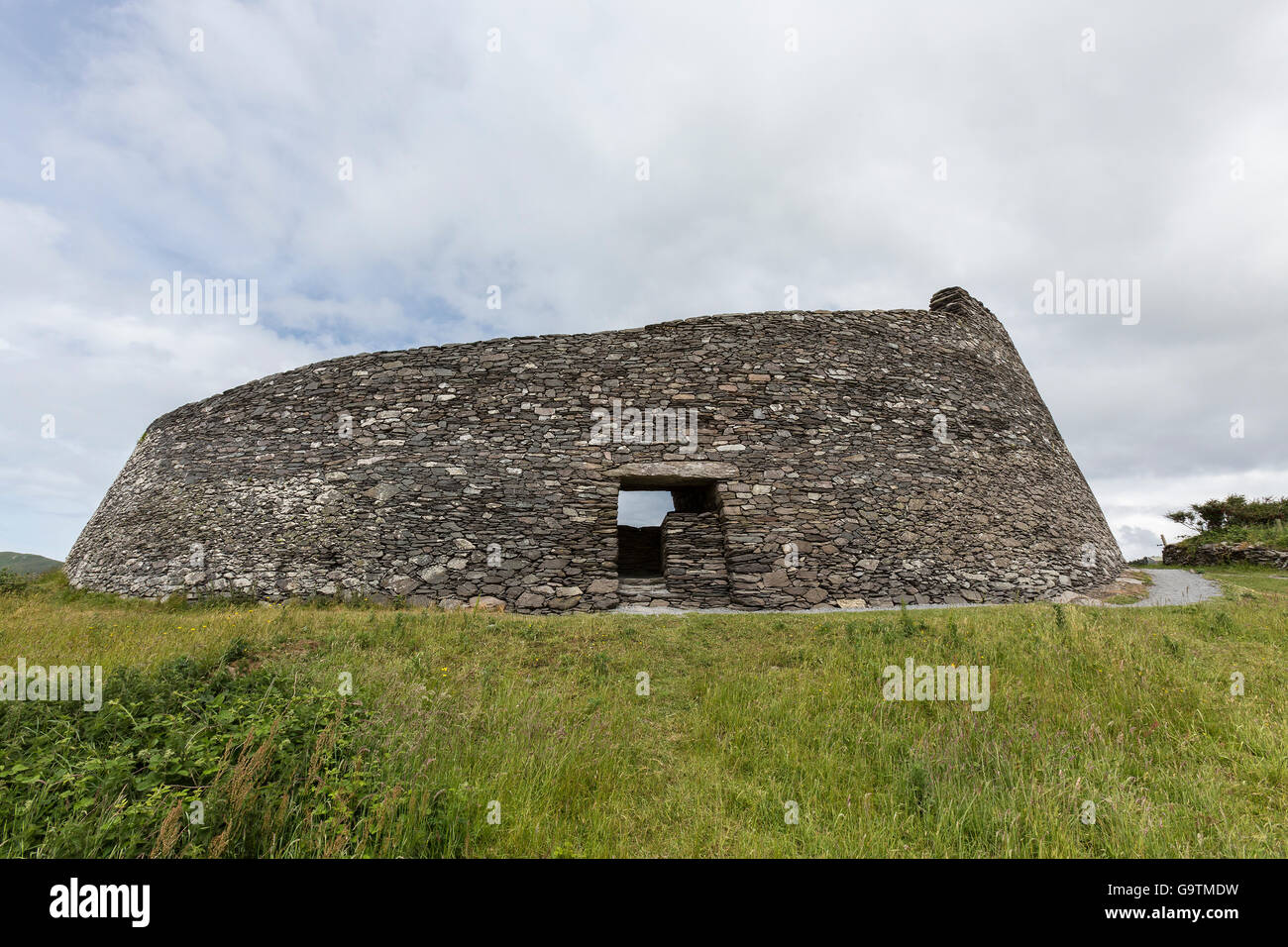 Cahergall Stone Fort in der Nähe von Cahirsiveen im Südwesten Irlands. Stockfoto