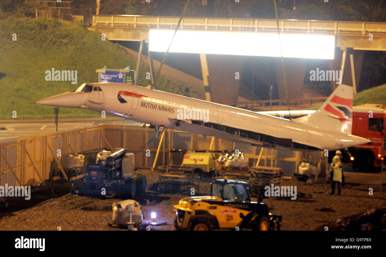 Concorde vom Flughafen Heathrow entfernt Stockfoto