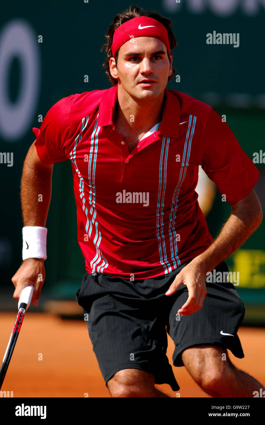 Tennis - ATP Masters Series - Monte Carlo - zweite Runde - Roger Federer gegen Andreas Seppi. Roger Federer, Schweiz Stockfoto