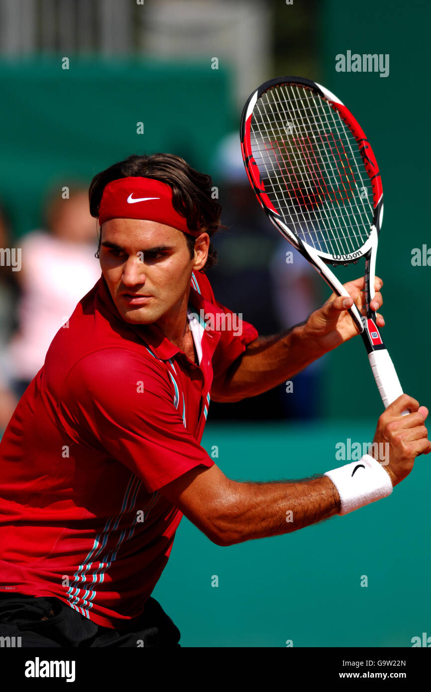 Tennis - ATP Masters Series - Monte Carlo - zweite Runde - Roger Federer gegen Andreas Seppi. Roger Federer, Schweiz Stockfoto