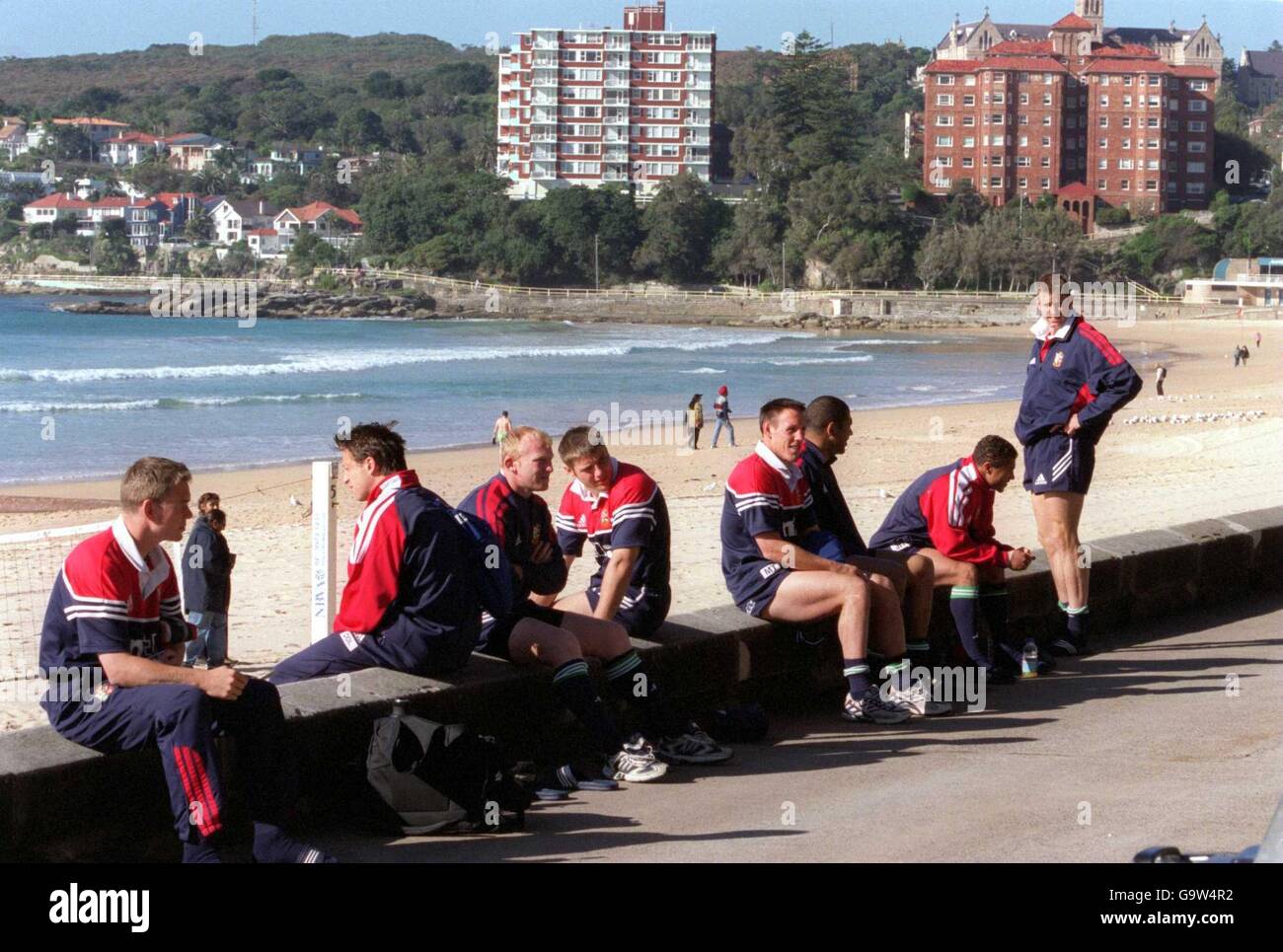 Rugby Union - British Lions' Tour of Australia - Lions on the Beach. Die Britischen Löwen sitzen am Strand von Manly Stockfoto