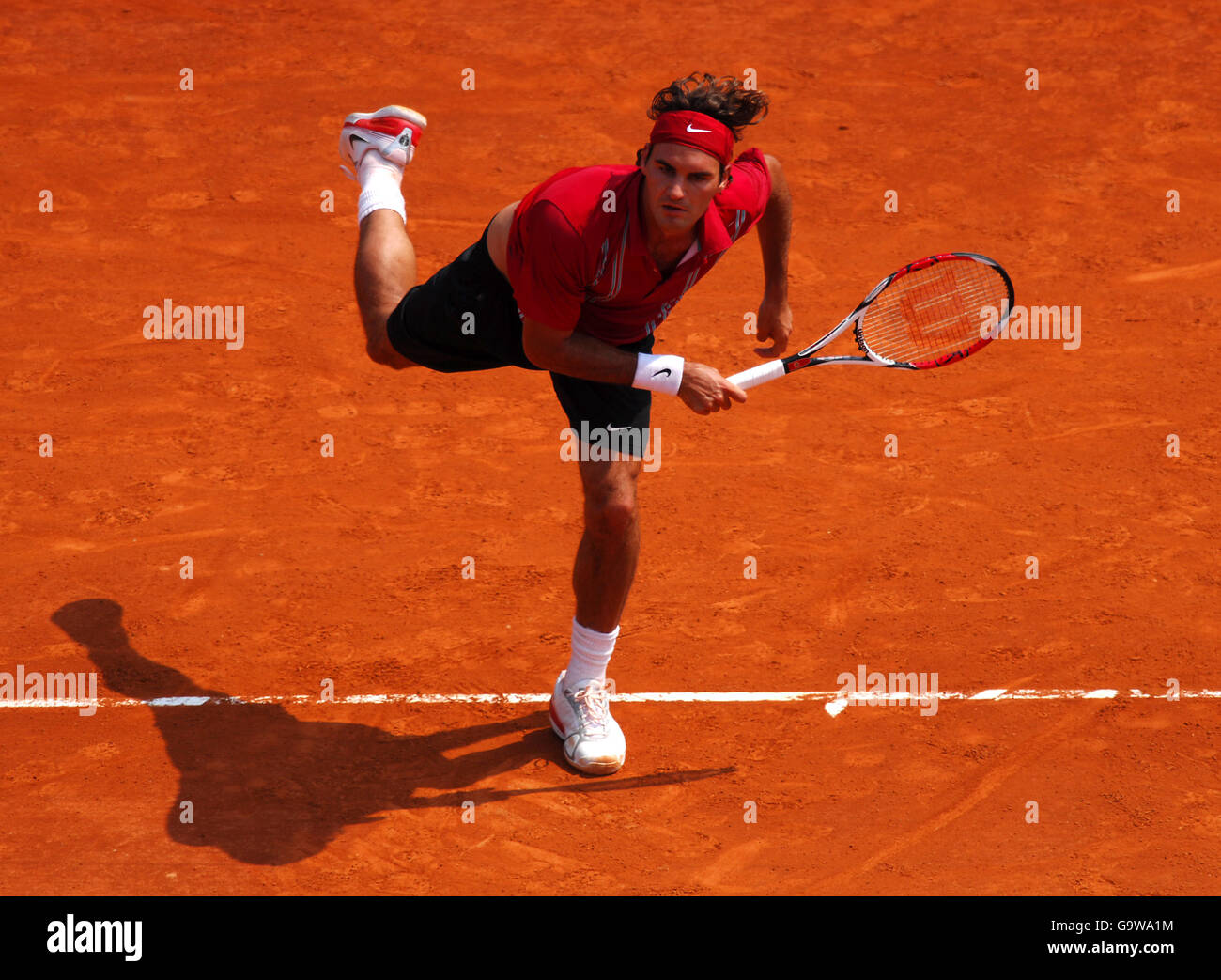 Tennis - ATP Masters Series - Monte Carlo - Viertelfinale - Roger Federer gegen David Ferrer. Roger Federer aus der Schweiz Stockfoto