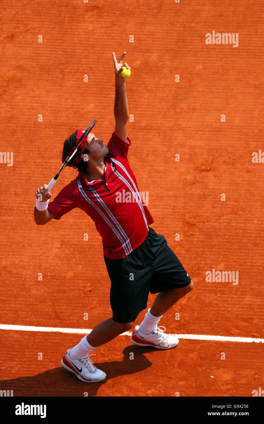 Tennis - ATP Masters Series - Viertelfinale - Roger Federer gegen David Ferrer - Monte Carlo. Roger Federer, Schweiz Stockfoto