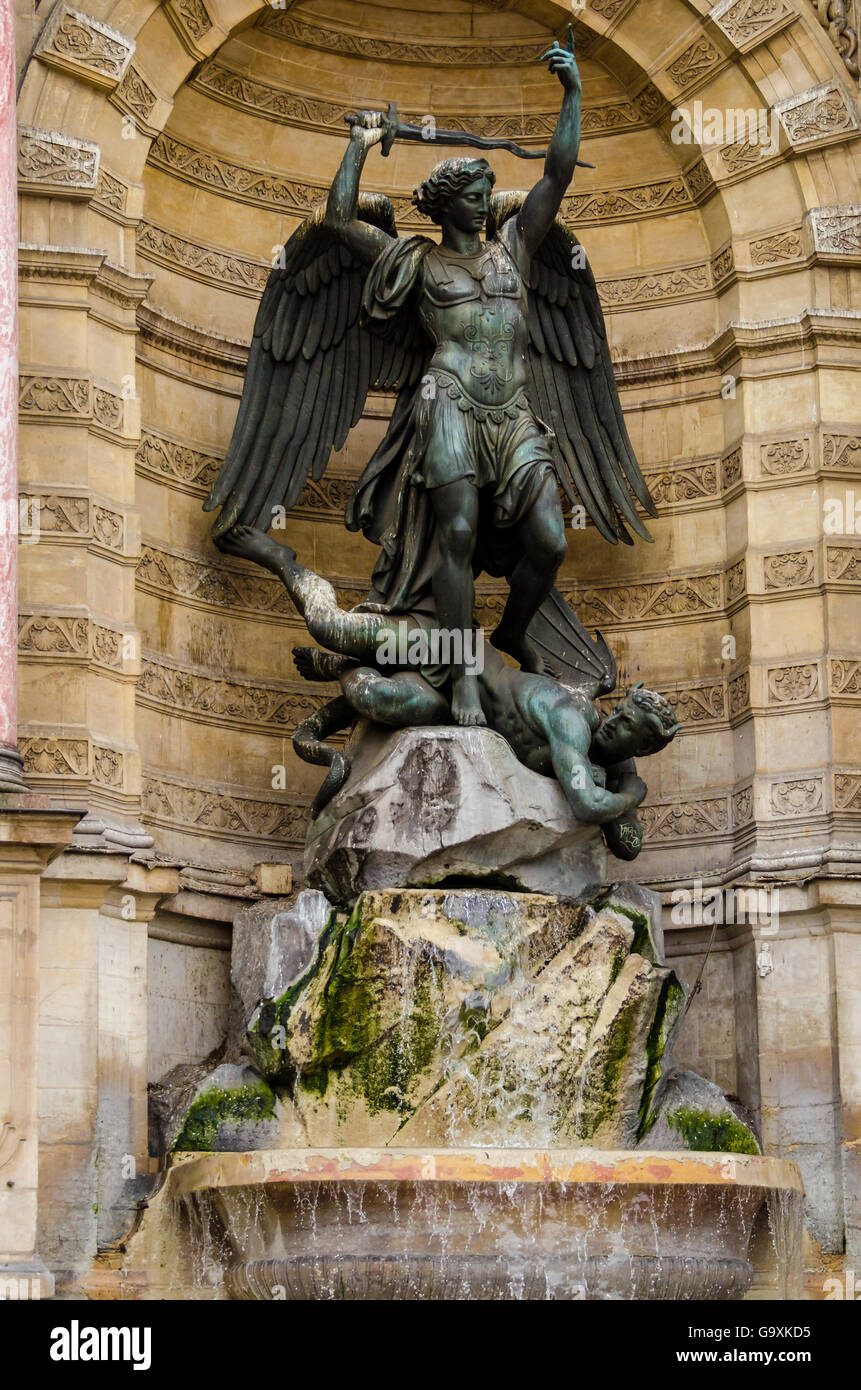 Fontaine Saint-Michel, Paris Stockfoto