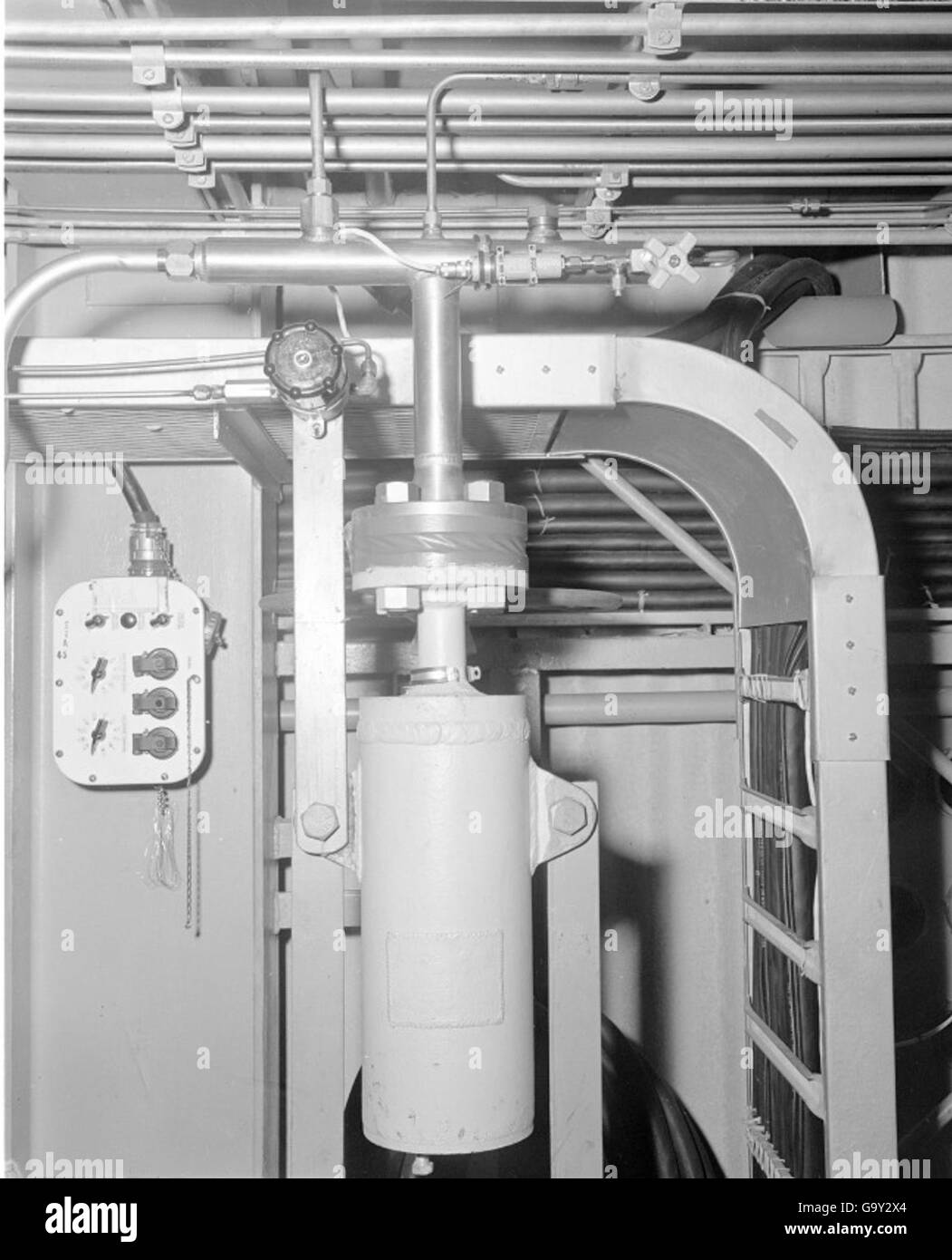 Ein Atlas-Raketentest, der während eines frühen Starts während des Fluges erfasst wurde, Teil der Convair/General Dynamics Atlas negative Collection. Das Bild markiert einen bedeutenden Schritt in der Entwicklung der US-Raketentechnologie. Stockfoto