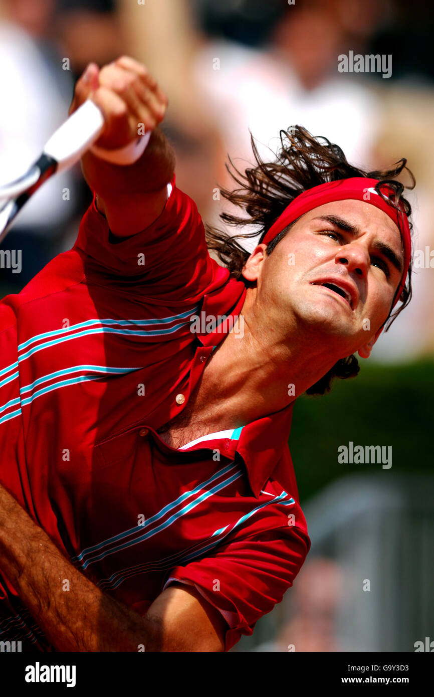 Tennis - ATP Masters Series - Monte Carlo - Halbfinale - Roger Federer gegen Juan Carlos Ferrero. Roger Federer, Schweiz Stockfoto