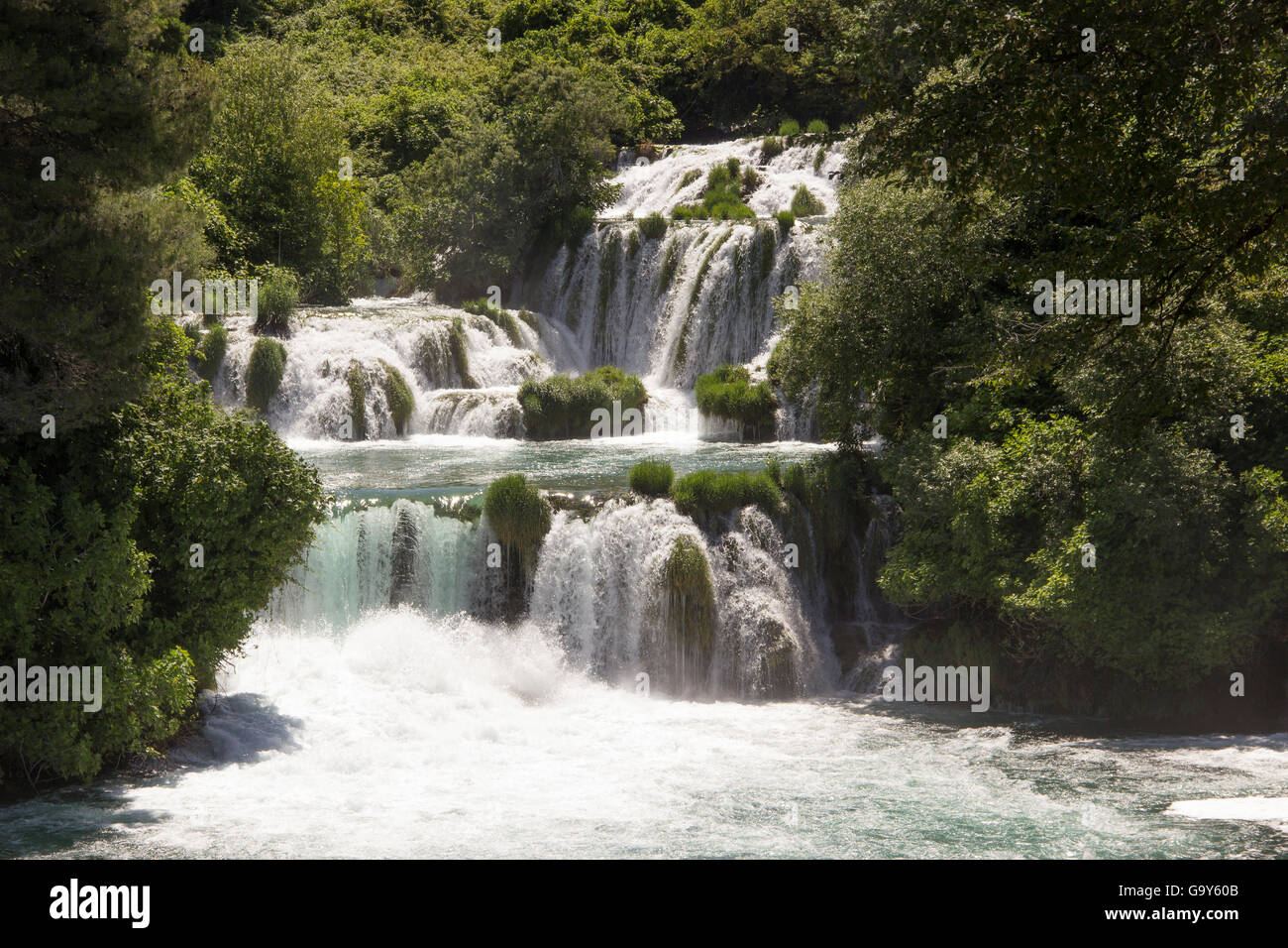 Skradinski Buk Wasserfall, Nationalpark Krka, Region Sibenik-Knin, Dalmatien, Kroatien Stockfoto