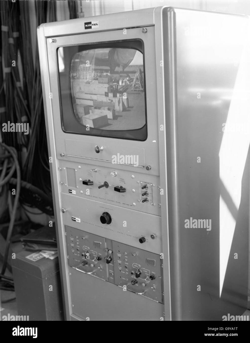 Atlas-Raketentest, durchgeführt am 14. April 1961 in Vandenberg AFB, um einen entscheidenden Moment bei der Entwicklung interkontinentaler Raketensysteme zu erfassen. Stockfoto