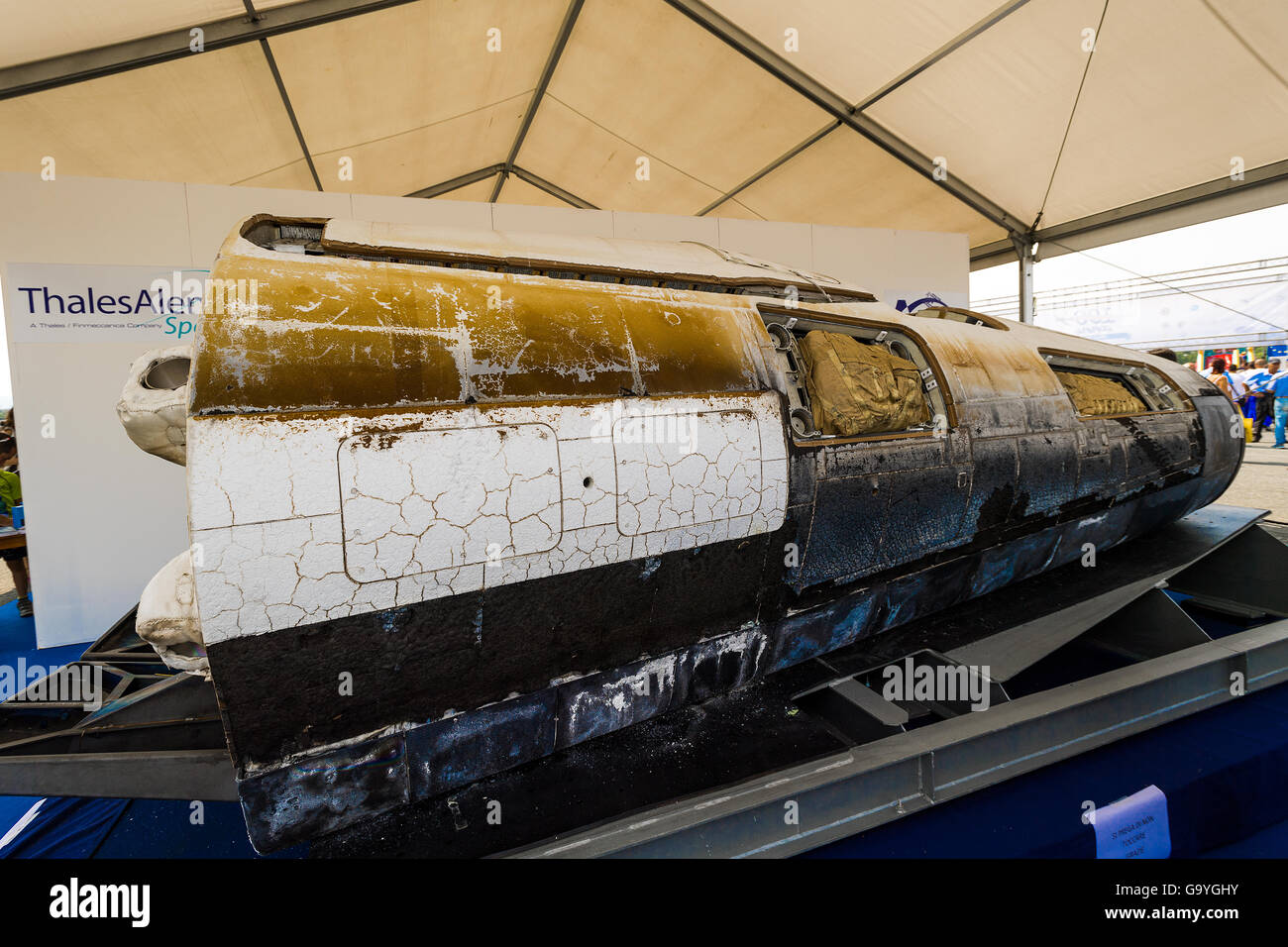 Italien Turin Collegno Aereoclub Veranstaltung 2. Juli 2016 Centennial Flughafen Torino Aeritalia - 1916/2016 - Intermediate Experimentalfahrzeug IXV-atmosphärischen Wiedereintritt Demonstrator Credit: wirklich Easy Star/Alamy Live News Stockfoto