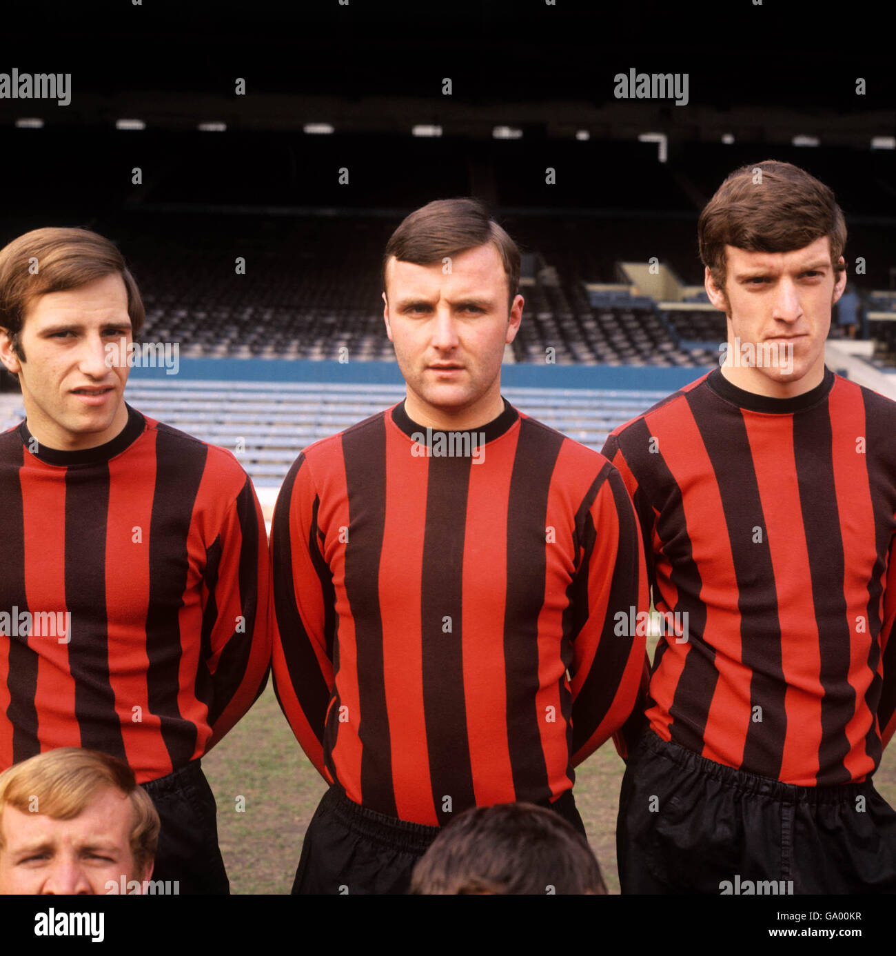 Fußball - Football League Division One - Manchester City Photocall. Arthur Mann, Glyn Pardoe und Tommy Booth von Manchester City Stockfoto