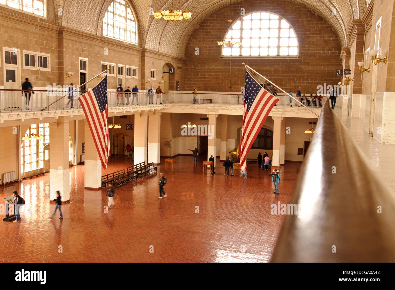 Registrierung Zimmer, Ellis Island Immigration Museum, Statue of Liberty National Monument, New York City, New York, USA, Amerika Stockfoto