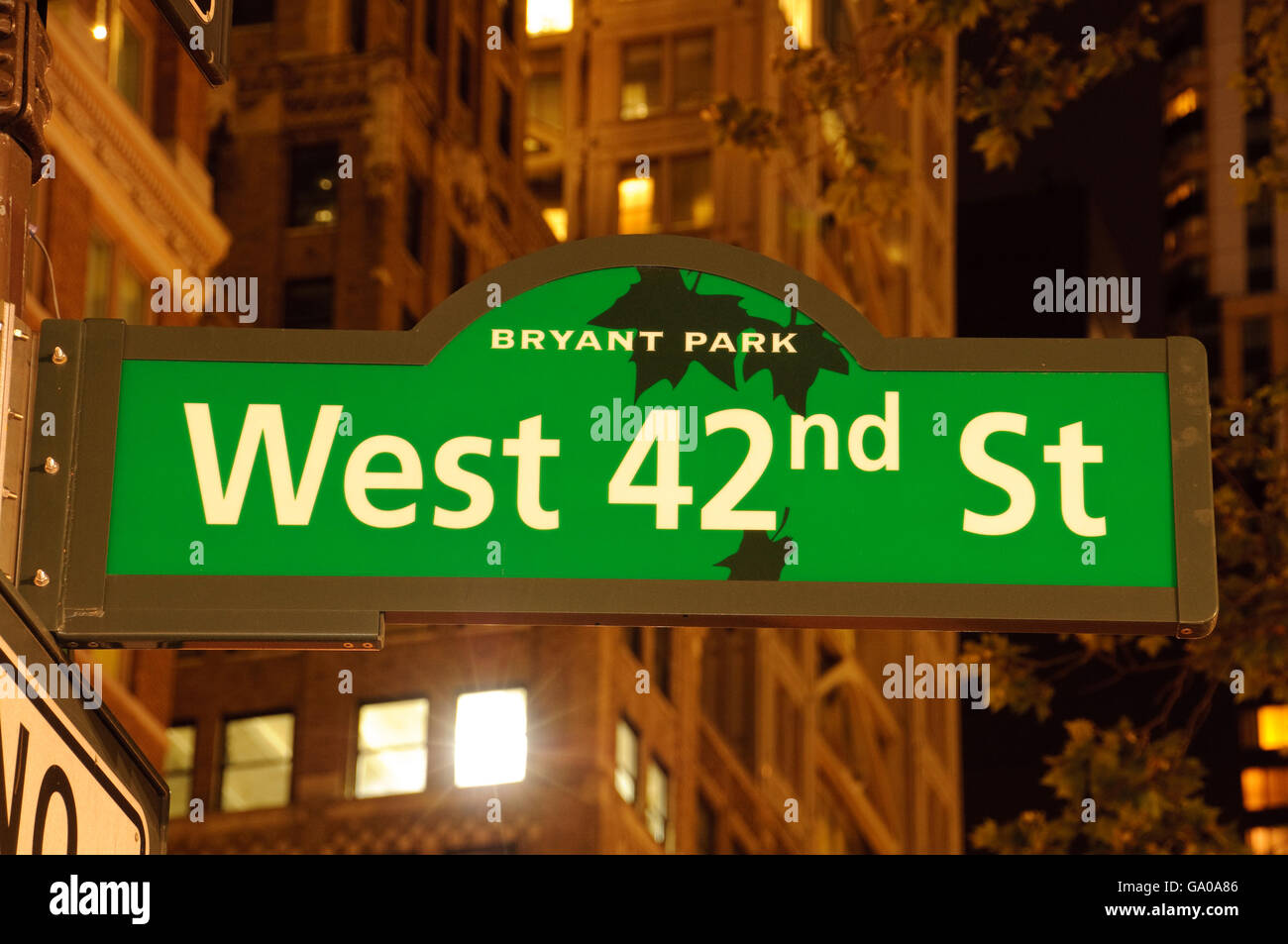 Straße Zeichen, West 42nd Street, Bryant Park, New York City, USA Stockfoto
