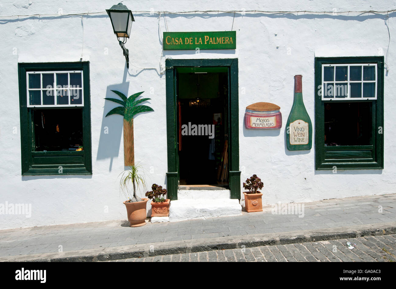 Casa De La Palmera, Geschäft in Tequise, Lanzarote, Kanarische Inseln, Spanien, Europa Stockfoto