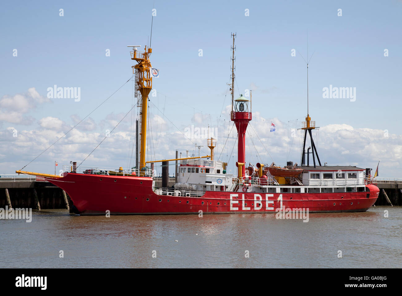 Feuerschiff Elbe 1, port, Cuxhaven, Niedersachsen, Nordsee, PublicGround Stockfoto