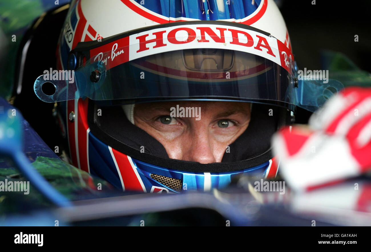 Jenson-Taste im Honda Racing F1-Fahrzeug beim ersten Training in Magny Cours, Nevers, Frankreich. Stockfoto