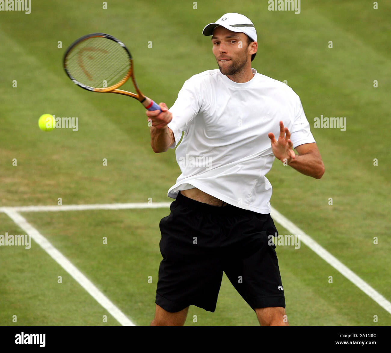 Tennis - Nottingham Open - City of Nottingham Tennis Center. Kroatiens Ivo Karlovic während der Nottingham Open im City of Nottingham Tennis Center, Nottingham. Stockfoto