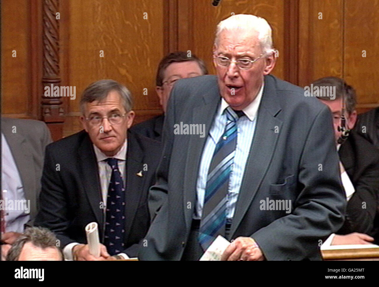Der erste Minister Nordirlands, Rev. Ian Paisley, während der Fragen des Premierministers im Unterhaus, Central London. Stockfoto