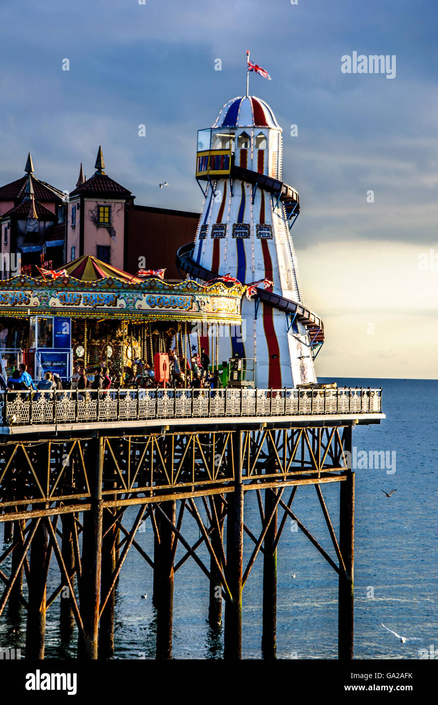 Abend in Brighton Pier, East Sussex, England Stockfoto