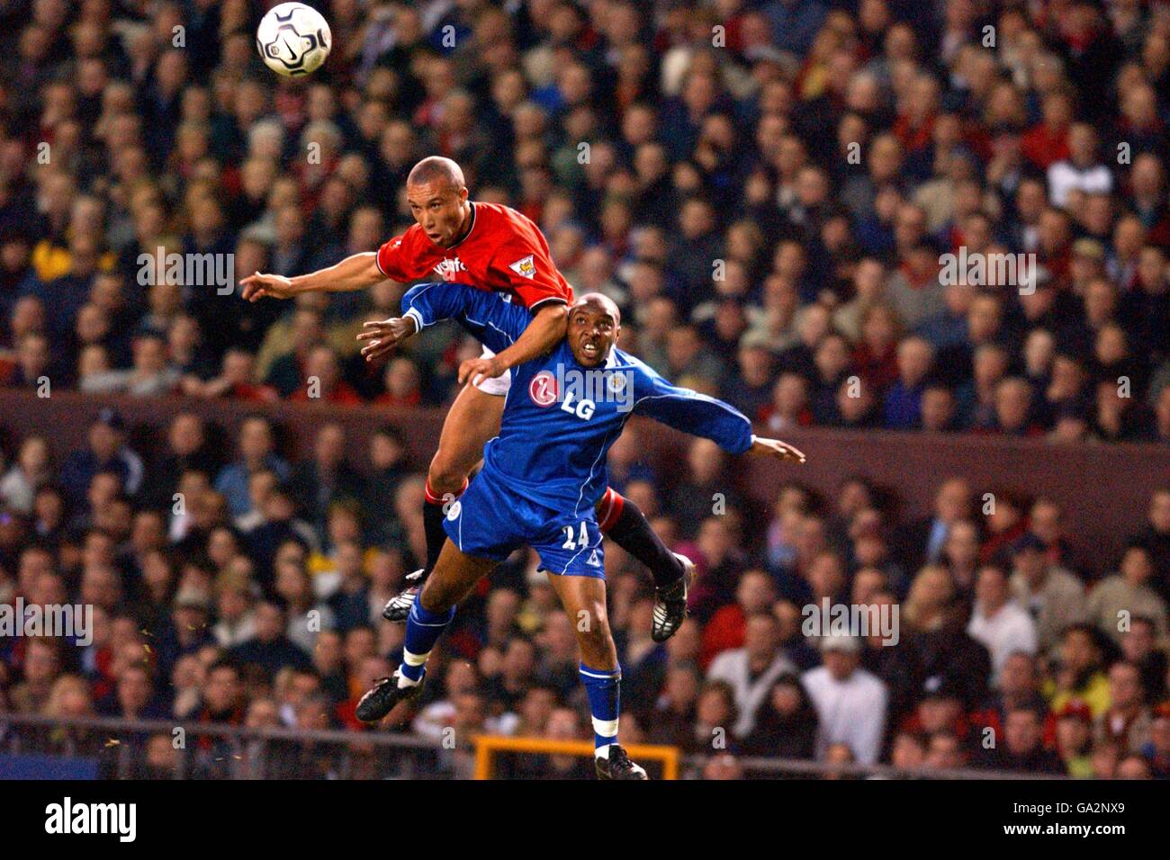 Fußball - FA Barclaycard Premiership - Manchester United gegen Leicester City Stockfoto