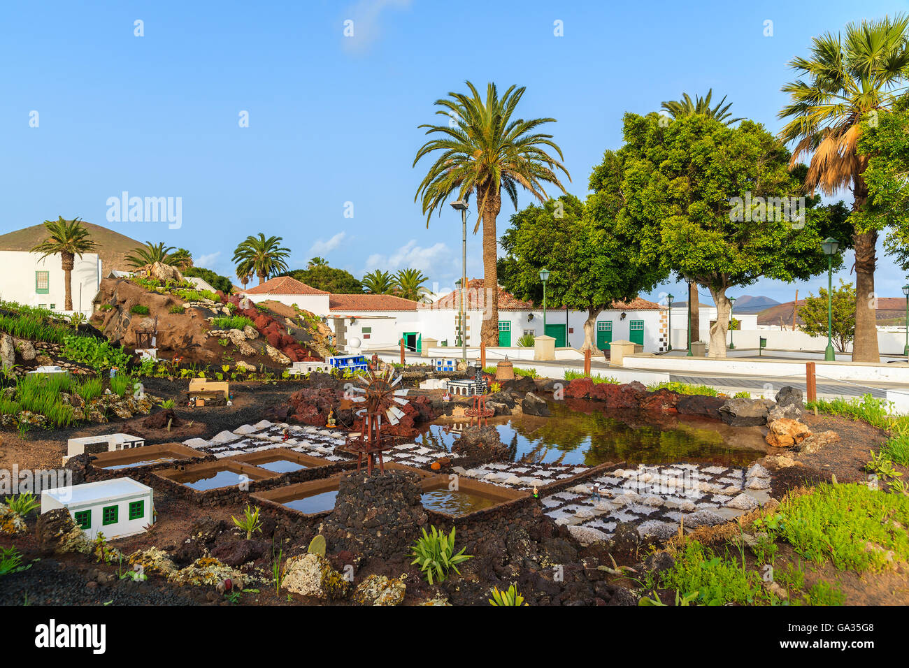 Mock-up der typischen kanarischen Stil Yaiza Dorf, Lanzarote, Kanarische Inseln, Spanien Stockfoto