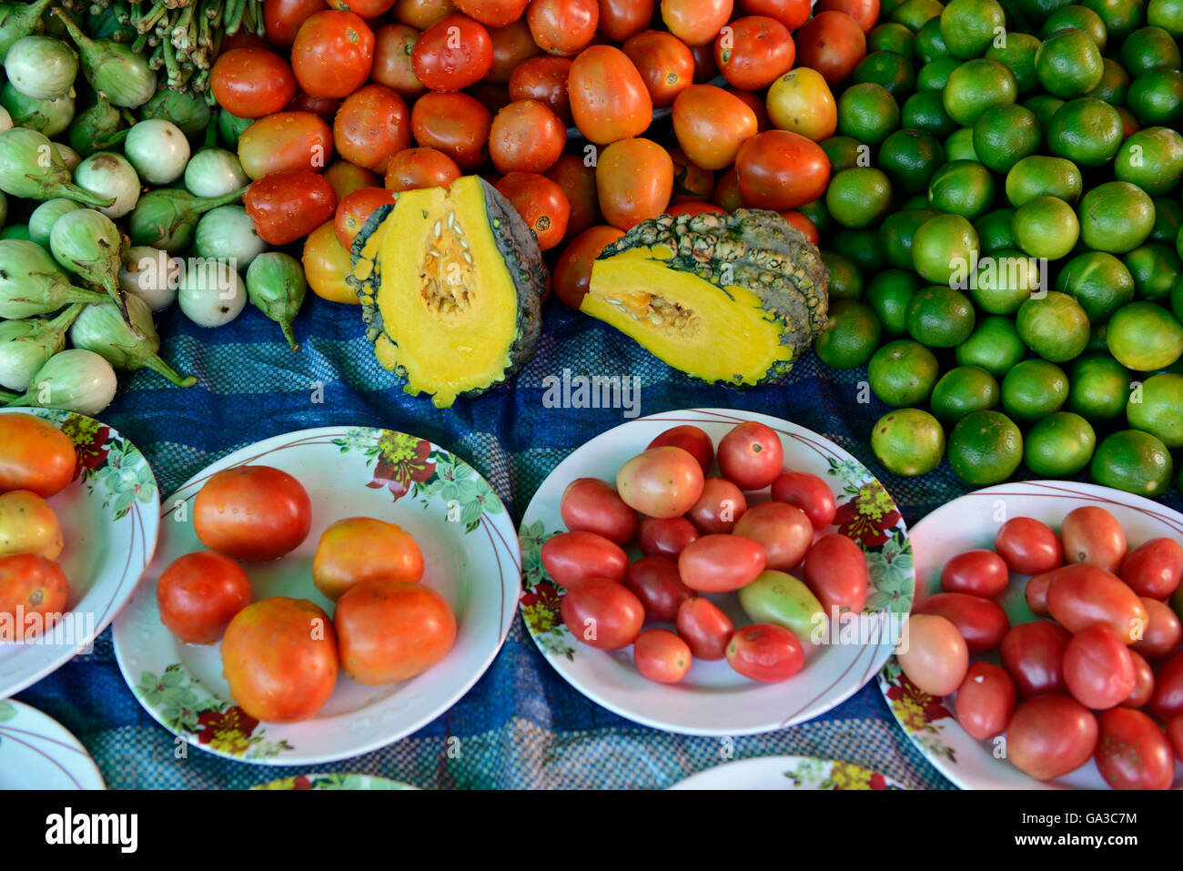 Fegetable am Tag Markt in der Stadt Phuket auf der Insel Phuket im Süden von Thailand in Südostasien. Stockfoto