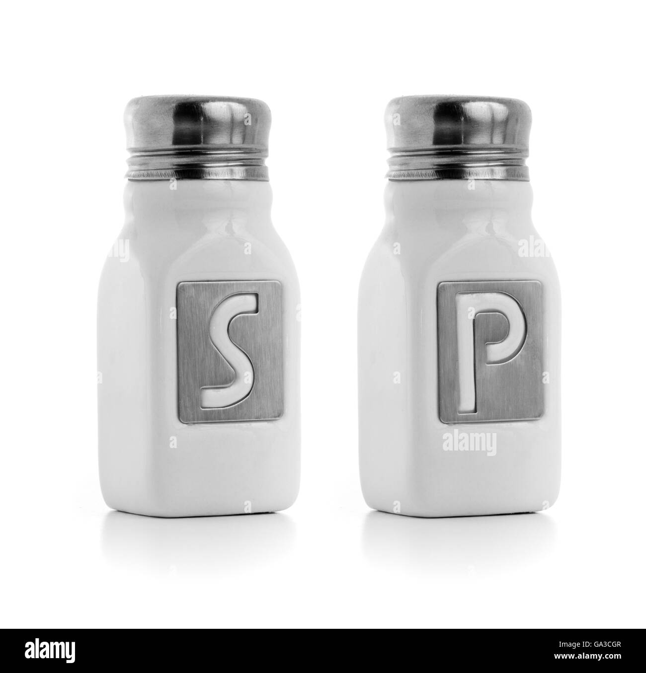 Pfeffer und Salz, Isolated on White Background Stockfoto