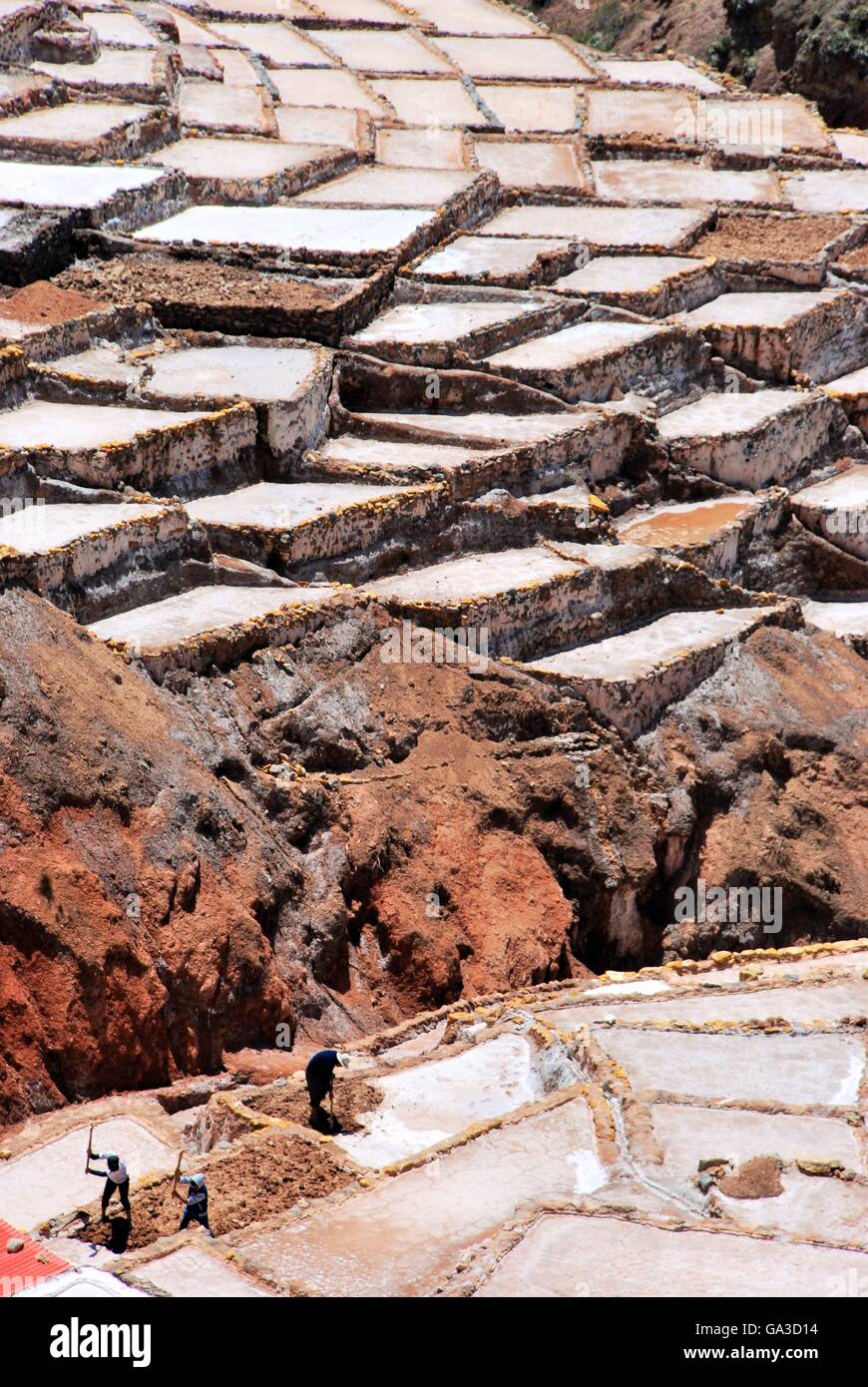 Maras in der Nähe von Cusco im Heiligen Tal, Peru Stockfoto
