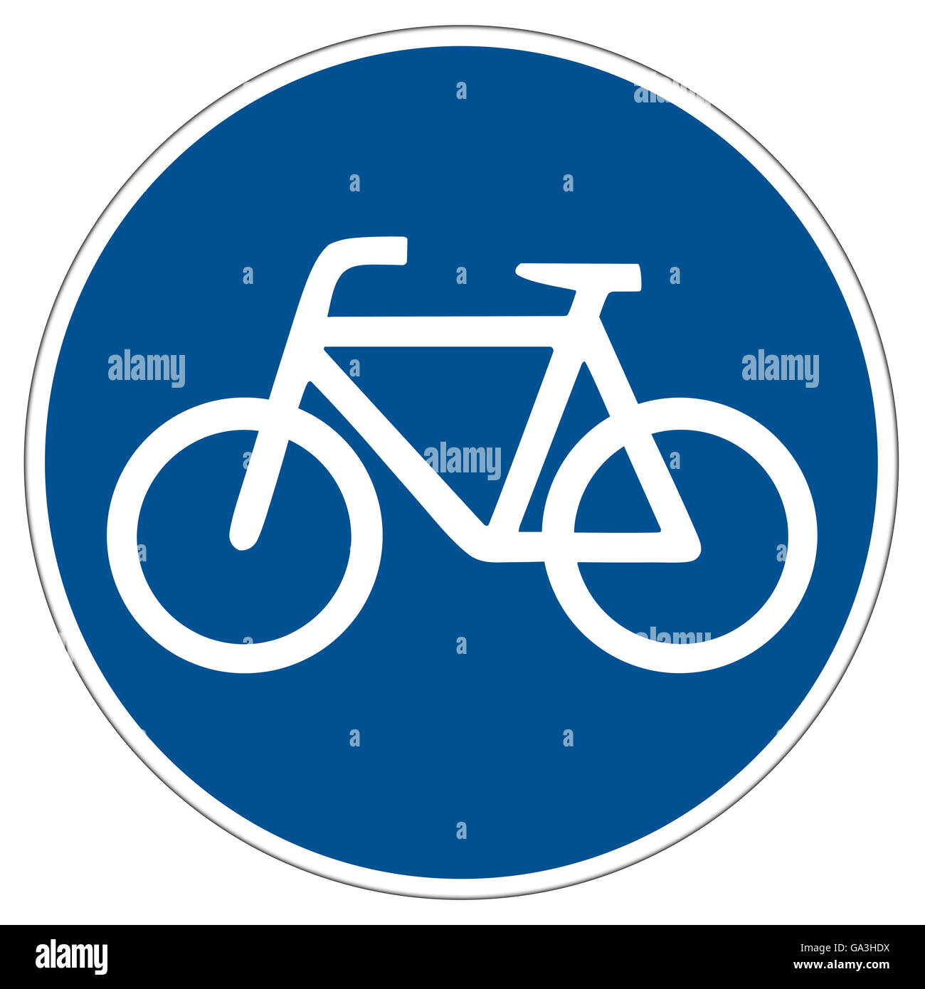 Abbildung eines deutschen Fahrrad-Lane-Zeichens isoliert auf weißem Hintergrund Stockfoto