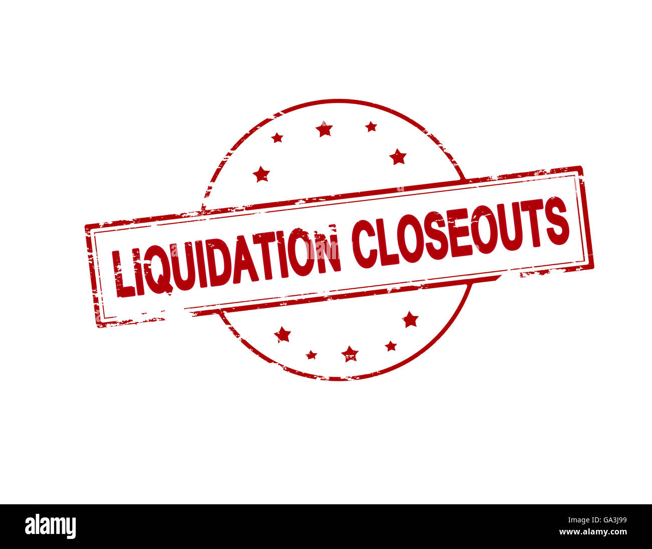 Stempel mit Text Liquidation Restposten innen, Vektor-illustration Stockfoto