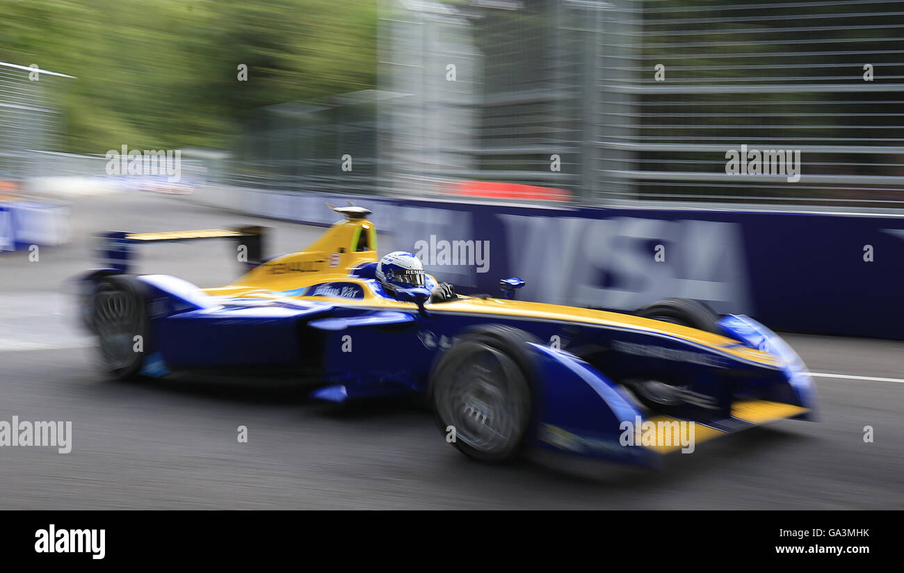 RENAULT e.dams Nicolas Prost in Runde neun der FIA Formula E Championship im Battersea Park, London. Stockfoto