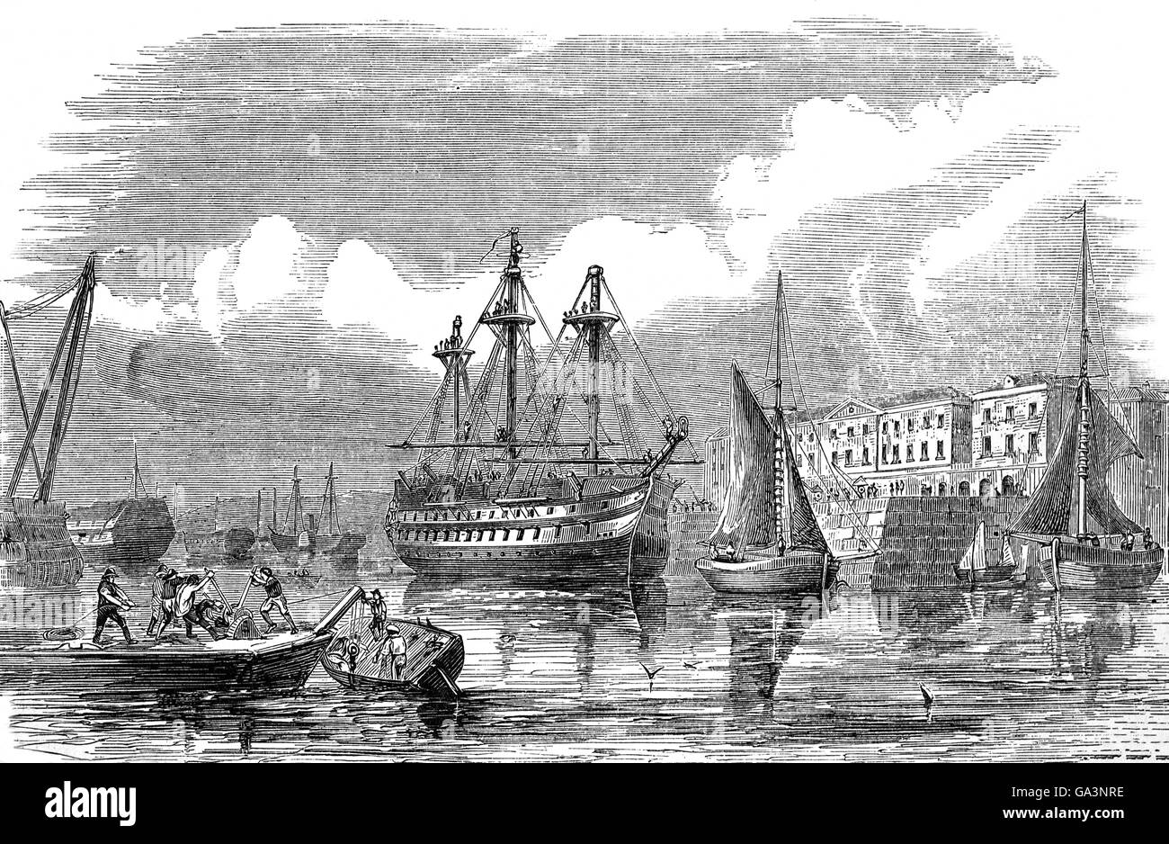 Plymouth ist eine Stadt an der südlichen Küste von Devon, Oberkommandos Devonport, eine Werft im Jahre 1690 am Ostufer des Flusses Tamar eröffnet.  England, Stockfoto