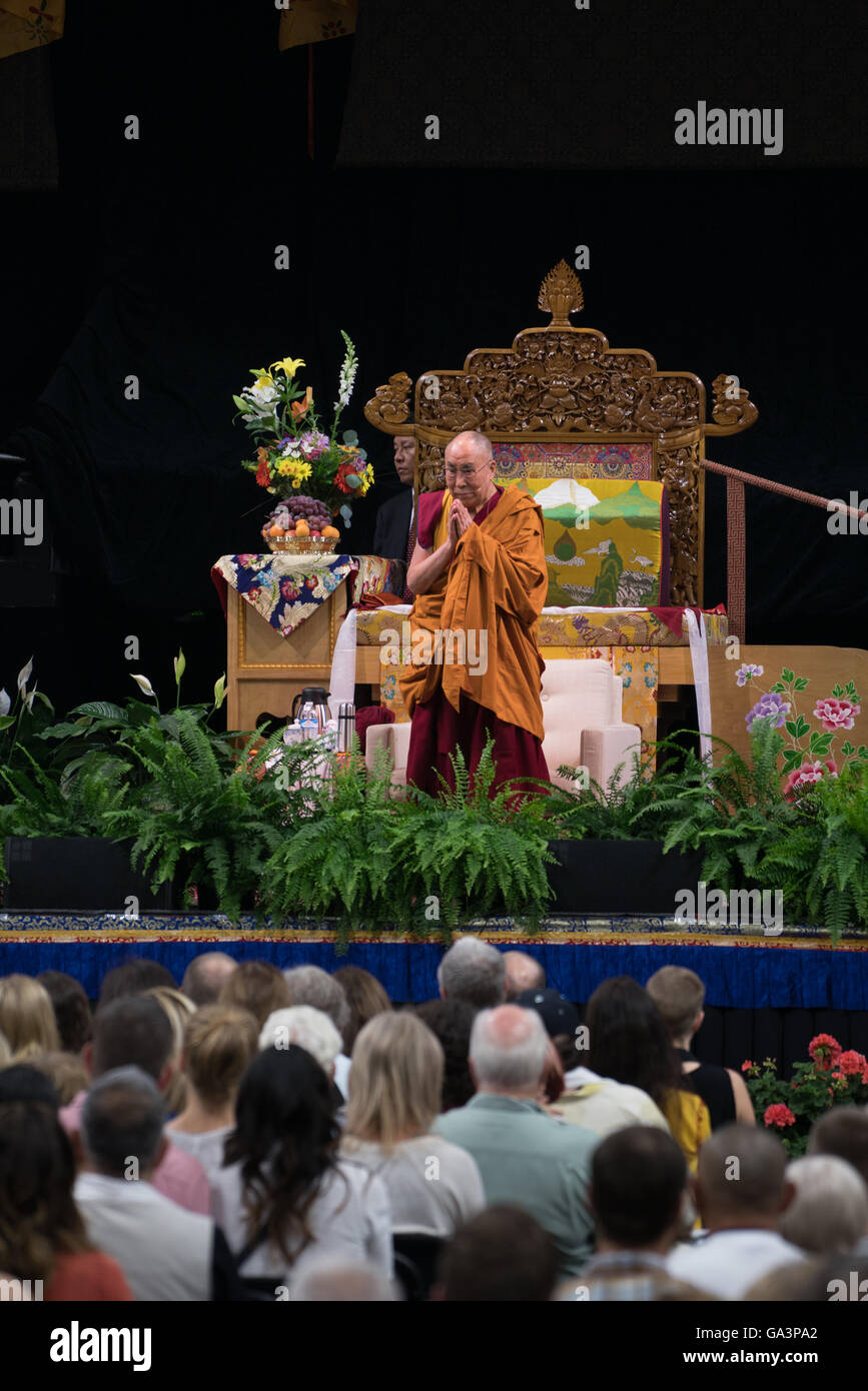 Seine Heiligkeit der 14. Dalai Lama besucht der University of Colorado in Boulder, Colorado Stockfoto