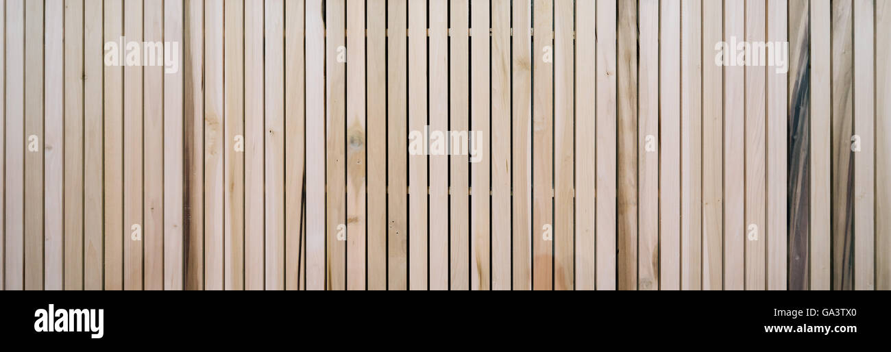 Holzlatten auf Boden oder Wand in vertikalen parallele Muster, Panel Hintergrundtextur, horizontales Bild Stockfoto