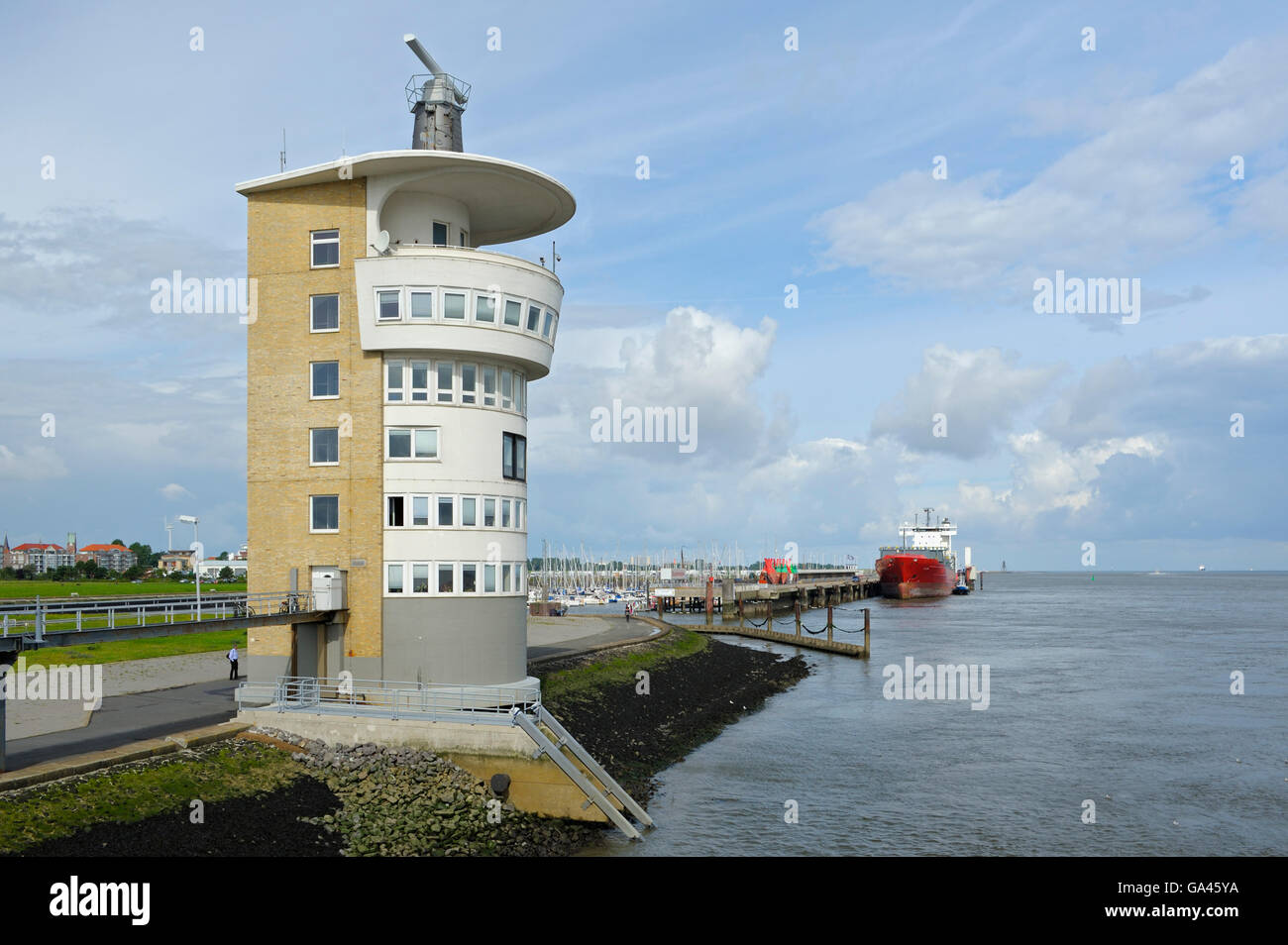 Radarturm, Hafen, Cuxhaven, Deutschland Stockfoto