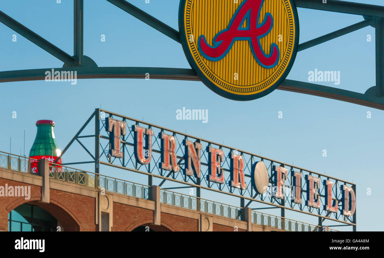 Eingang zum Turner Field, Heimat der Atlanta Braves in Atlanta, Georgia, USA. Stockfoto