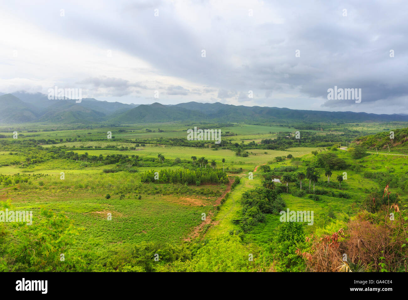 Kubanische Landschaft - Valle de los Ingenios, Tal der Zuckermühlen Unesco Weltkulturerbe, Trinidad, Kuba Stockfoto
