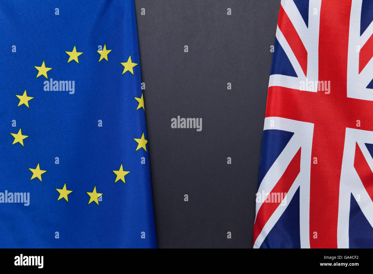 EU und GB Flagge Hintergrund Stockfoto