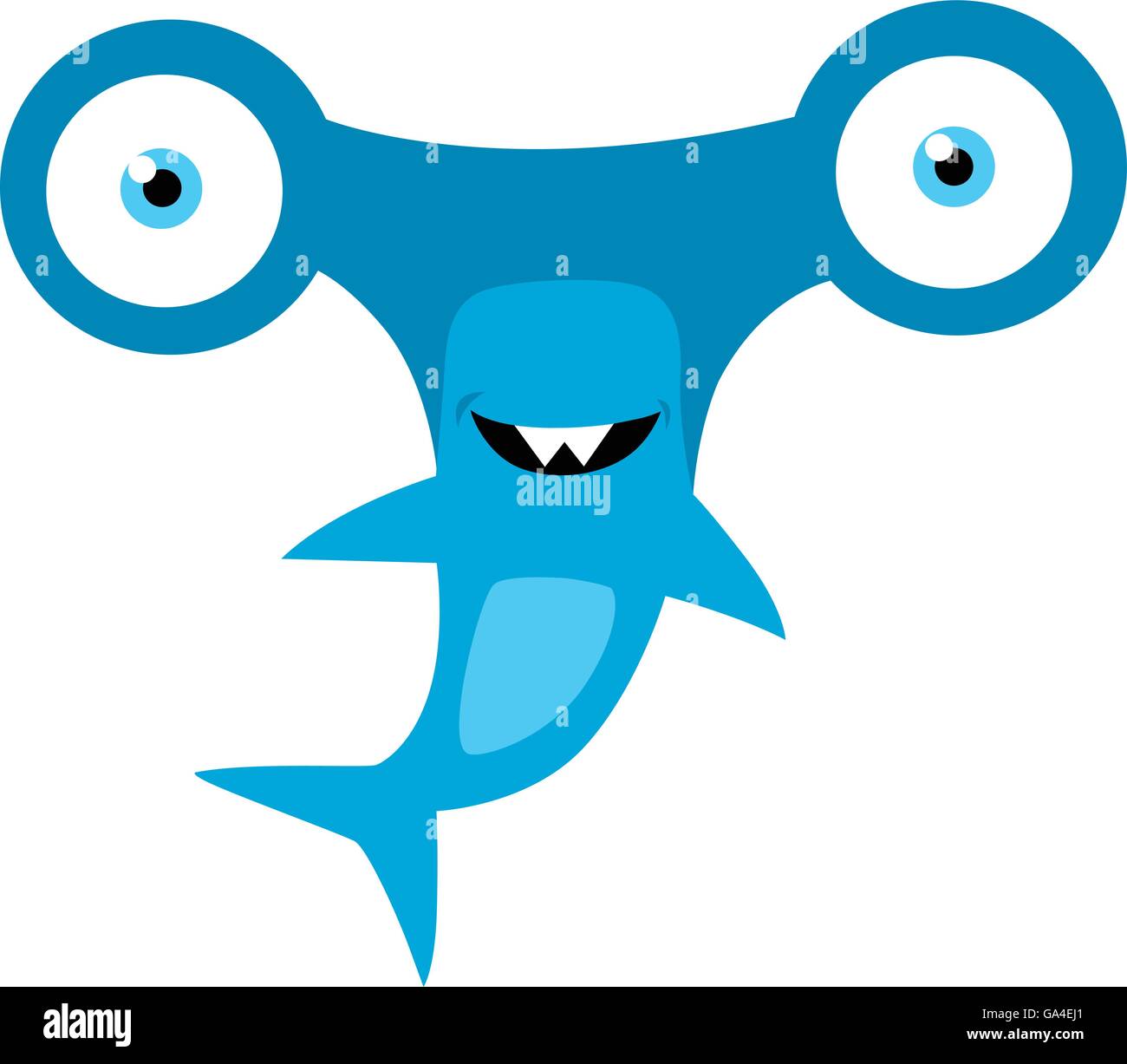 Hammerhead Shark Maskottchen Vector Cartoon Stock Vektor