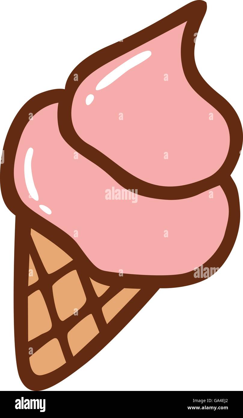 Süße Eis Kegel Erdbeere Stock Vektor