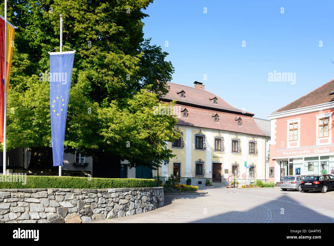 Persenbeug-Gottsdorf-Rathaus und Dorf Linde Österreich Niederösterreich, Donau Niederösterreich Stockfoto