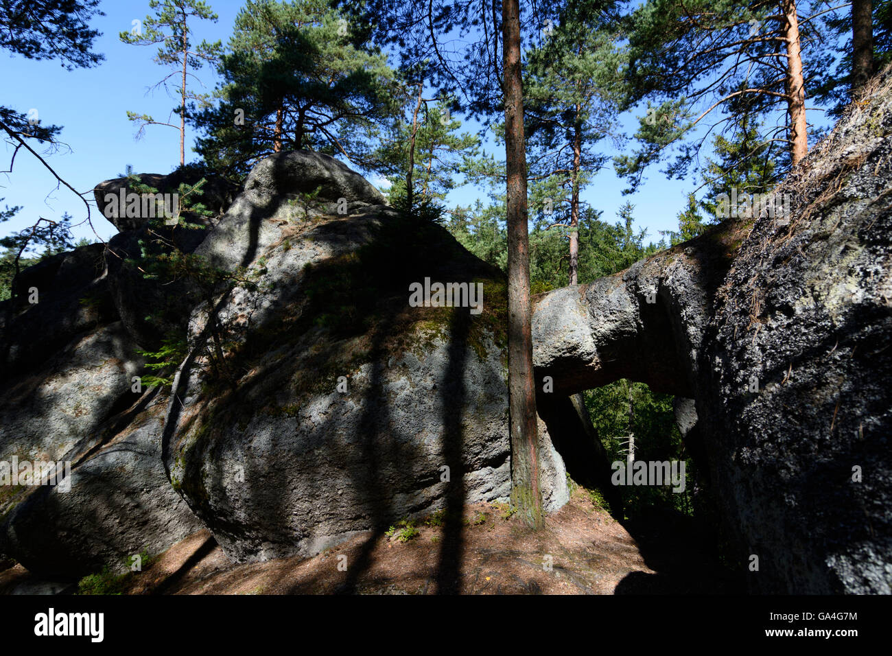 Rappottenstein Granit-Rock-Formation "Die steinernen Torbogen" Österreich Niederösterreich, untere Österreich Waldviertel Stockfoto