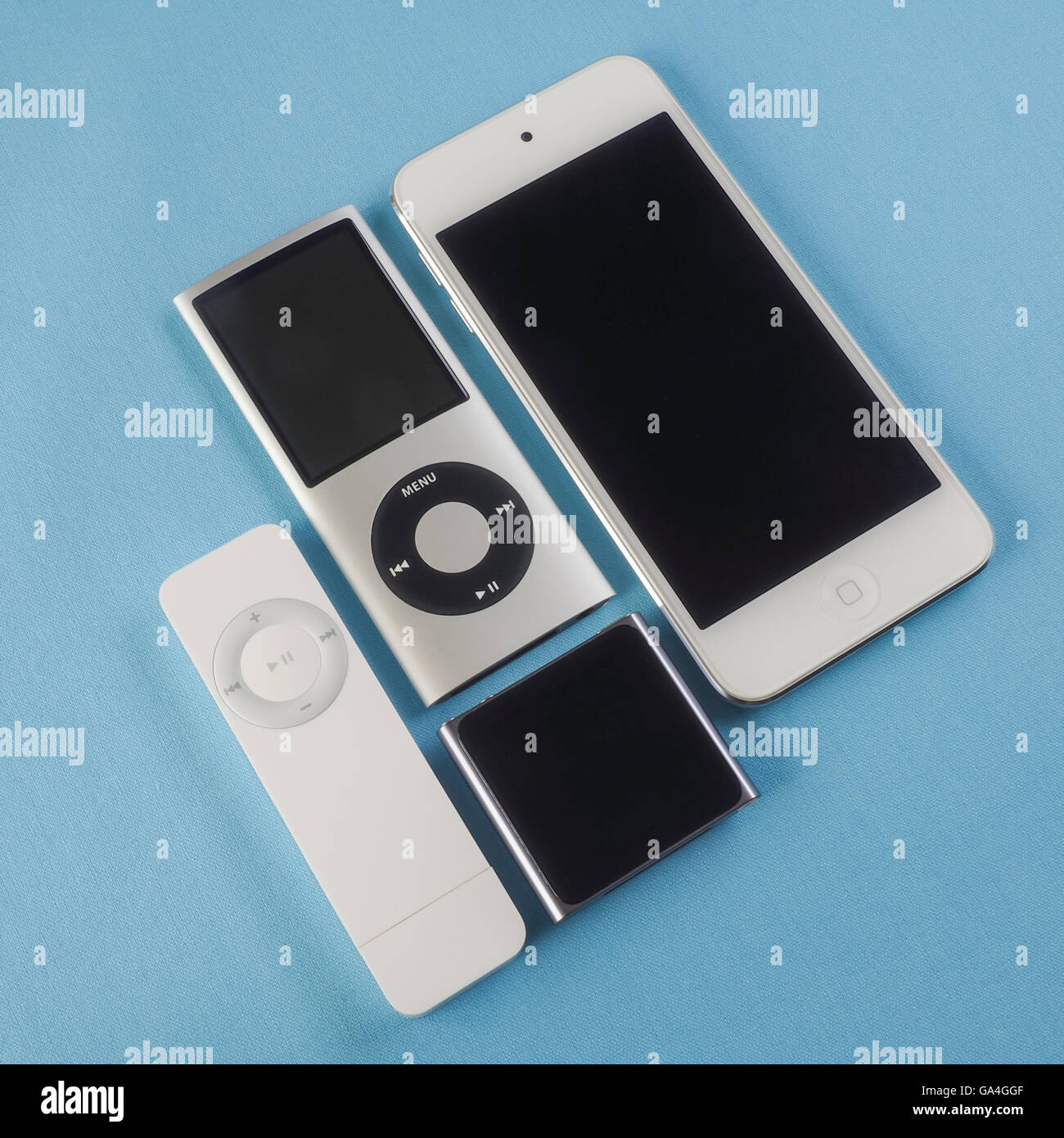 Sammlung von Apple iPods Stockfoto