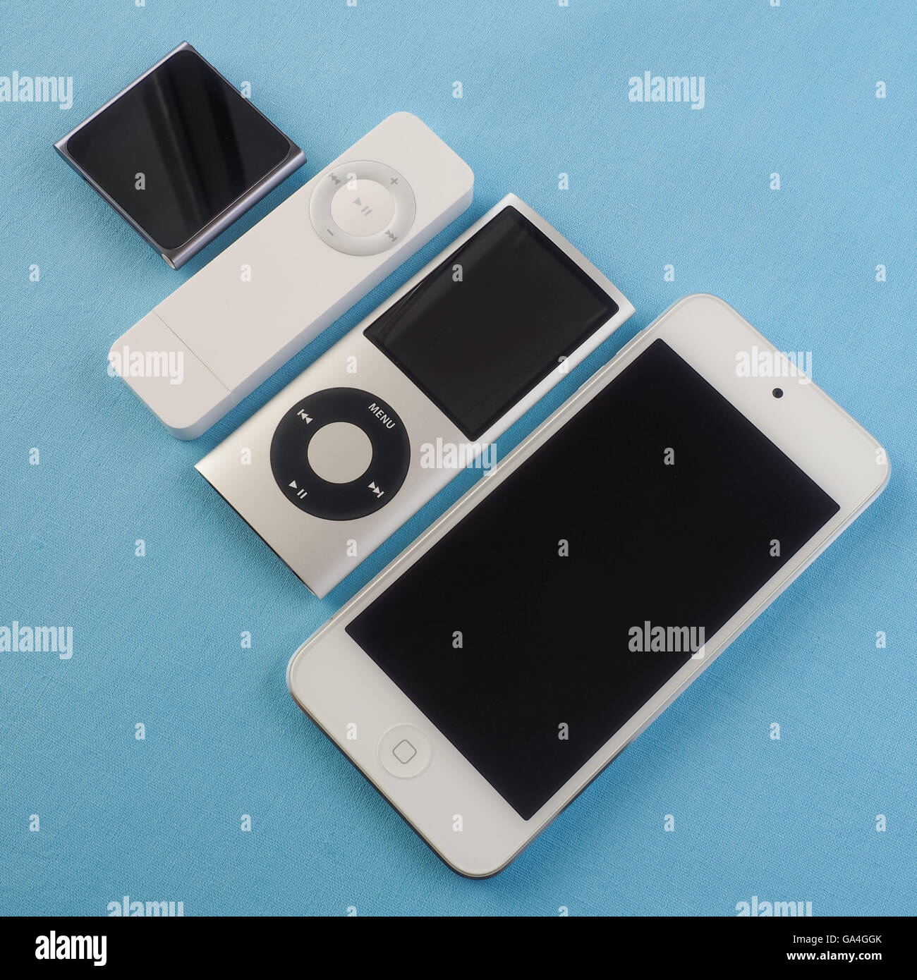 Sammlung von Apple iPods Stockfoto