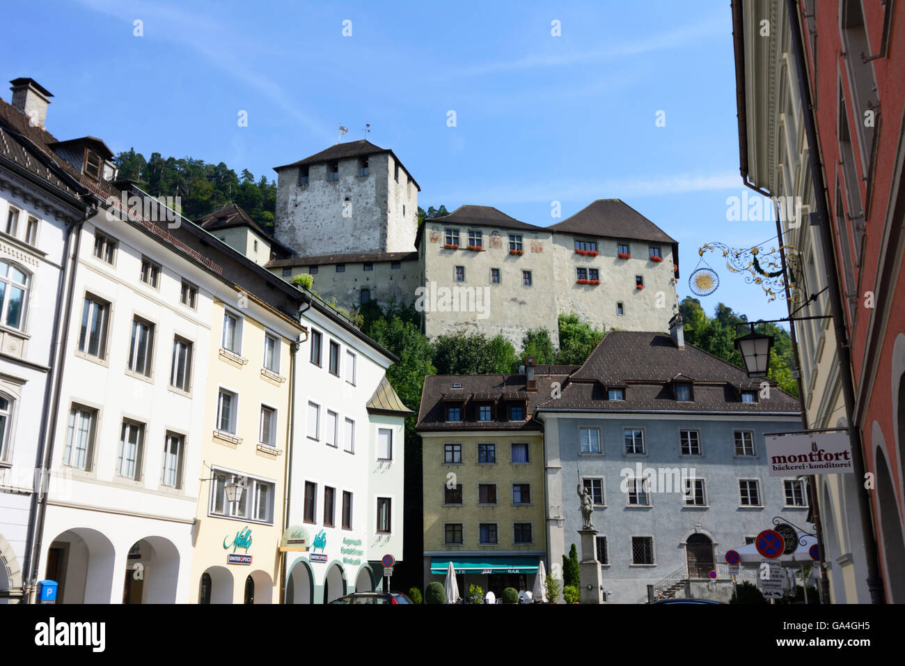 Feldkirch-Platz Neustadt, Schattenburg Schloss Österreich Vorarlberg Stockfoto