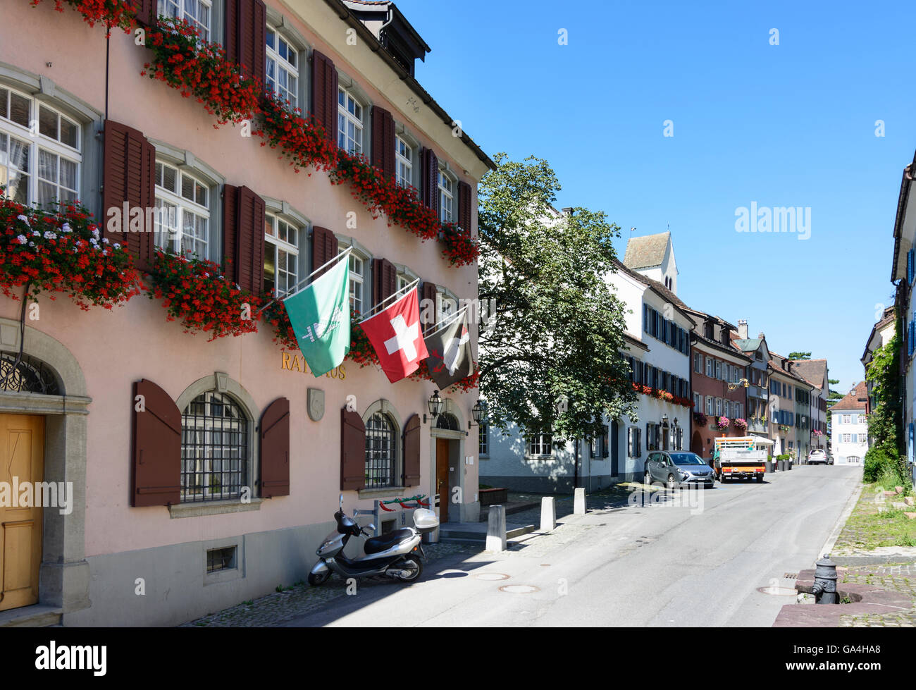 Sargans-Rathaus in Städtchenstrasse Schweiz St. Gallen-Sarganserland Stockfoto