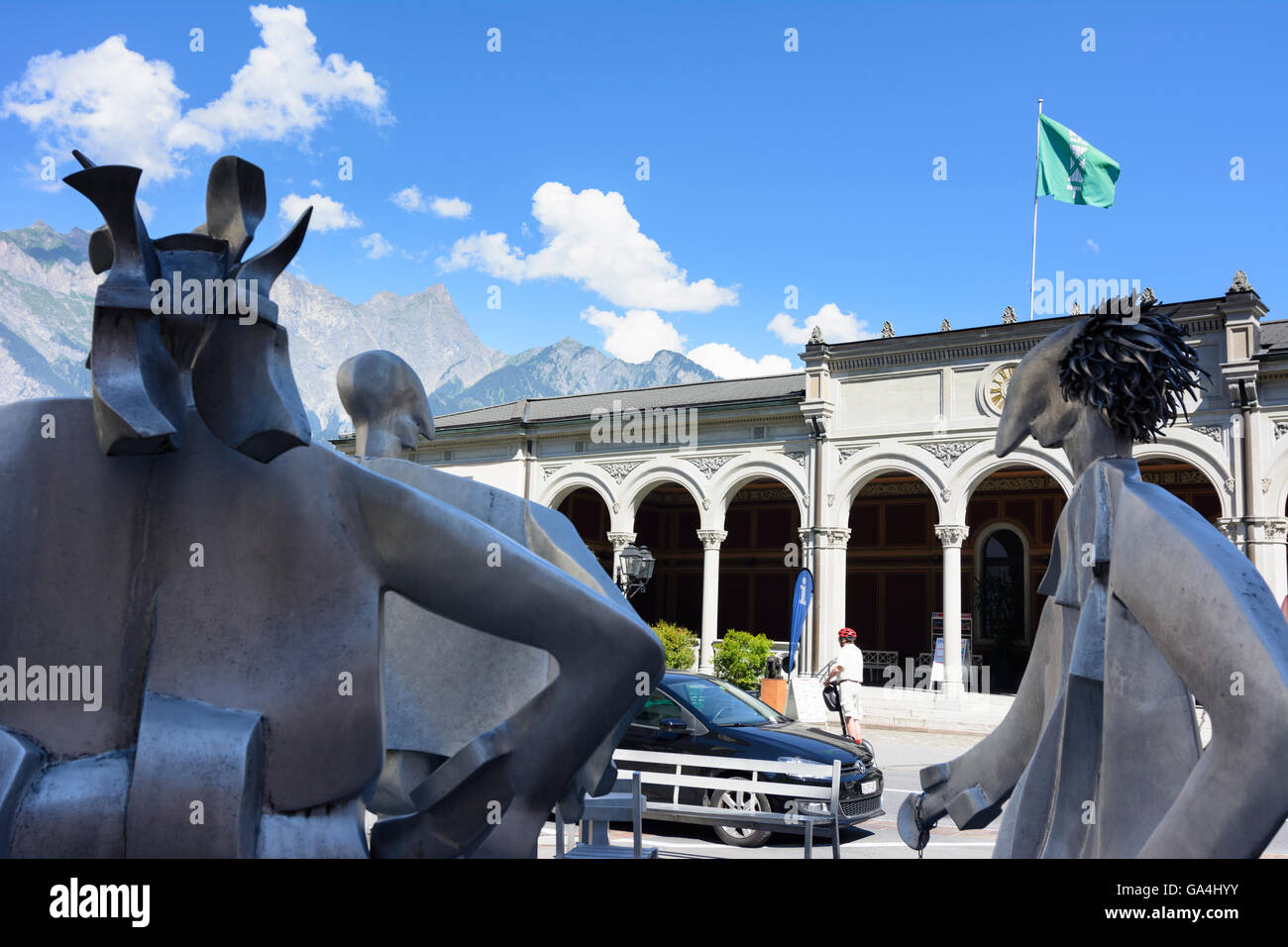 Bad Ragaz historischen Dorf Bäder, heute Tourist-Information, Skulpturen der Schweiz St. Gallen-Sarganserland Stockfoto