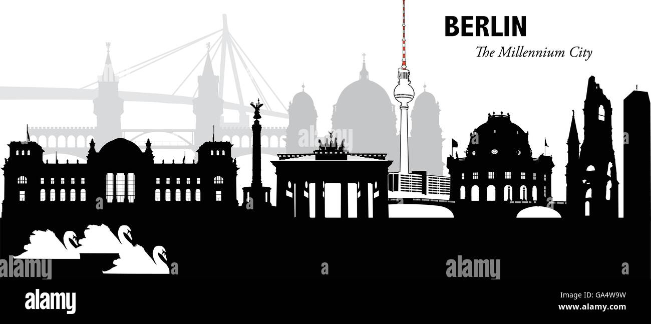 Vektor-Illustration auf die Skyline von Berlin, Deutschland Stock Vektor