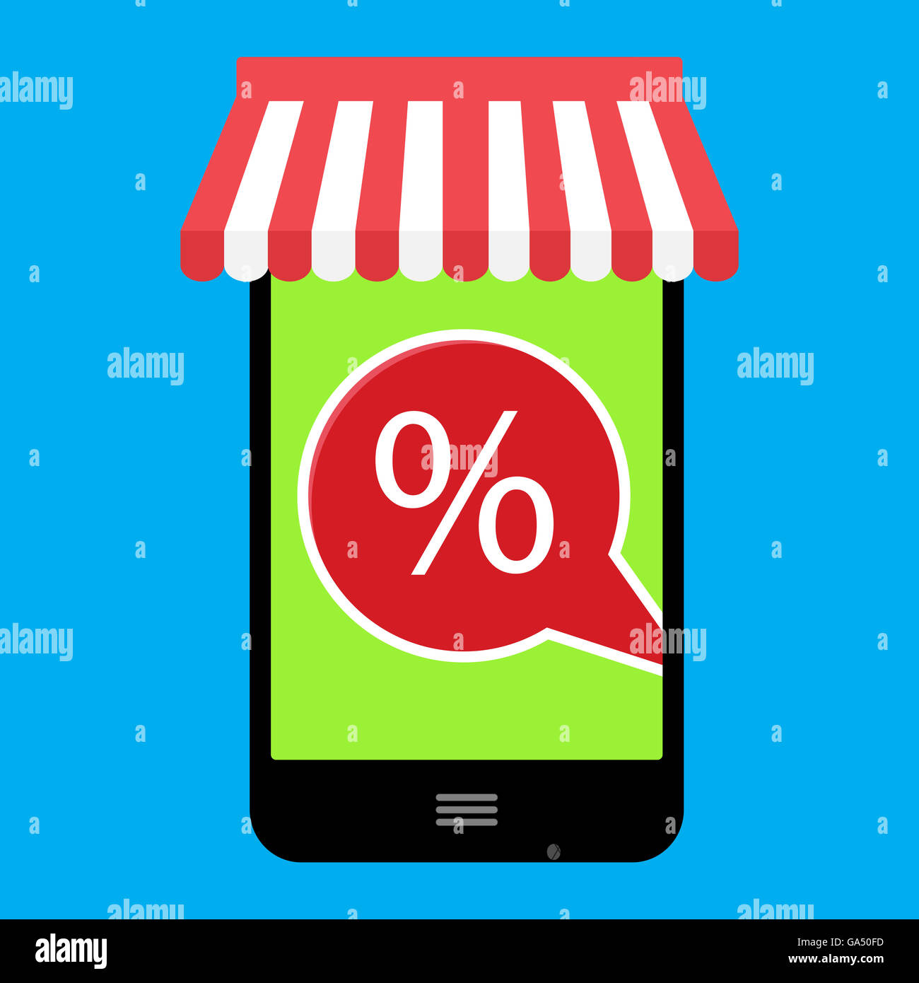Rabatt im Onlineshop. Sale Aktion und Commerce Rabatt für Online-shopping. Vektor-illustration Stockfoto