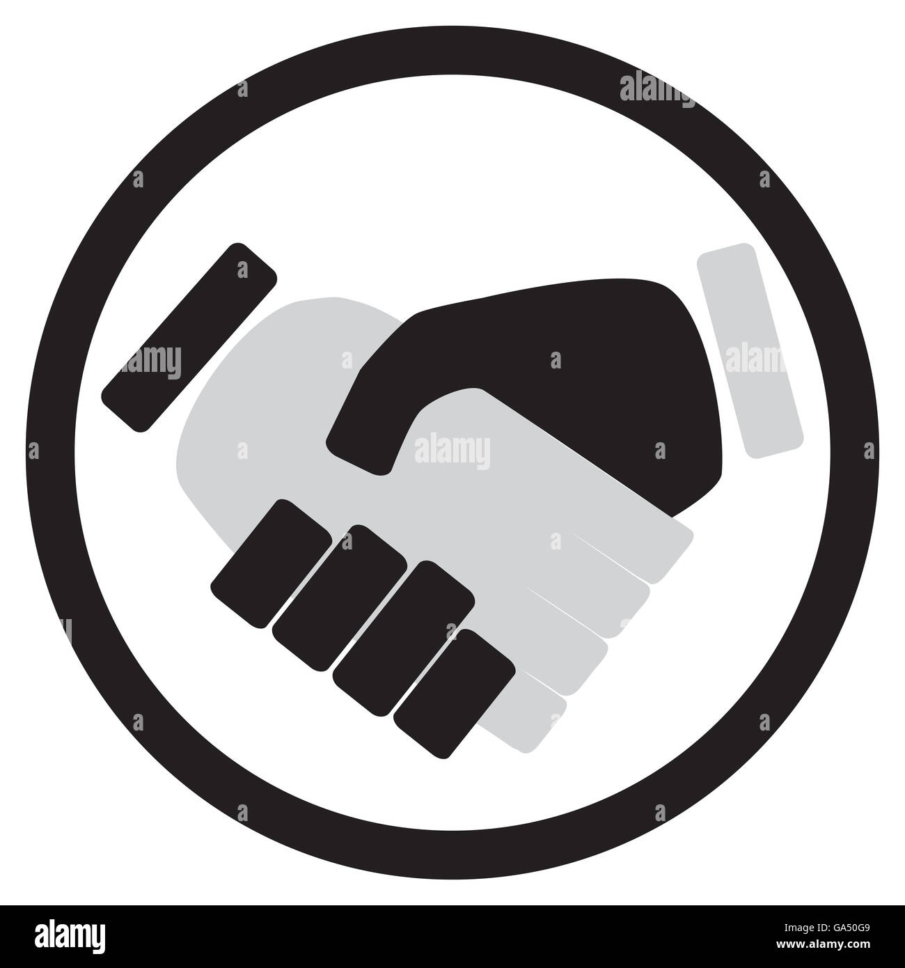 Handshake-Symbol Monochrom. Hand und Handshake-Symbol, schüttelt Hände und Business Handshake Partnerschaft Geschäftstreffen. Vektor-ich Stockfoto